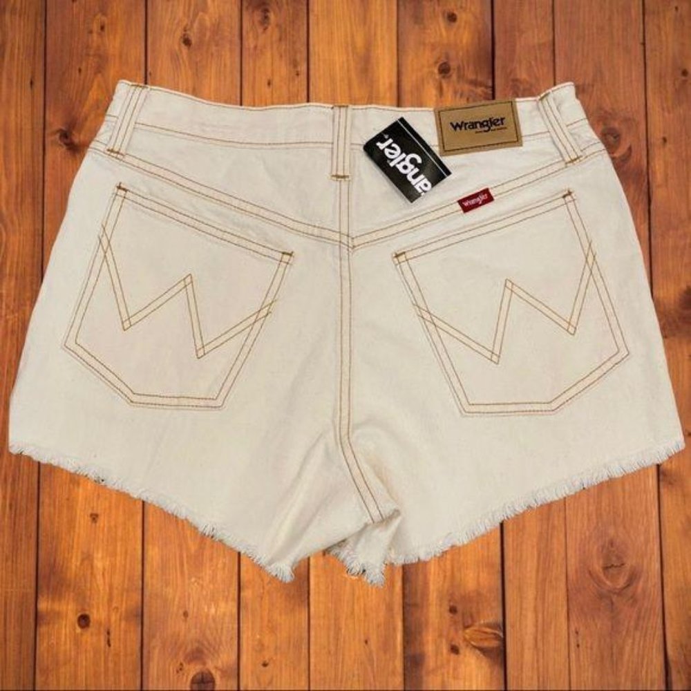 Wrangler High Waisted Denim Raw Hem Cutoff Shorts